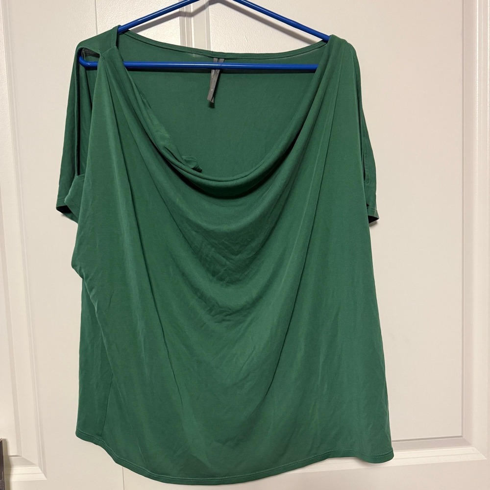 Anthropologie green cold shoulder top XL 10